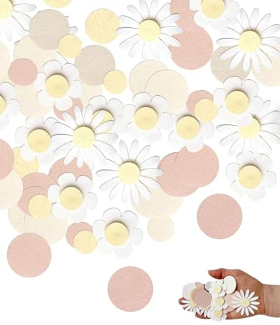 JUKOTA 100 Stück Gänseblümchen Konfetti Deko Tischdeko Geburtstag Daisy Blütenkonfetti Groß Rosa Mädchen Blumen Hochzeit Pastell Basteln Diy Dekoration für Party Zubehör Blumen Tischdeko