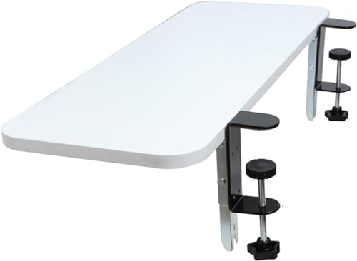 Extra bred 65–80 cm träbricka, plattform, hopfällbar, 90° skrivbordstangentbord, förlängning, hem, kontor, bordsstöd med klämma för hylla och mångsidig lösning för arbetsyta