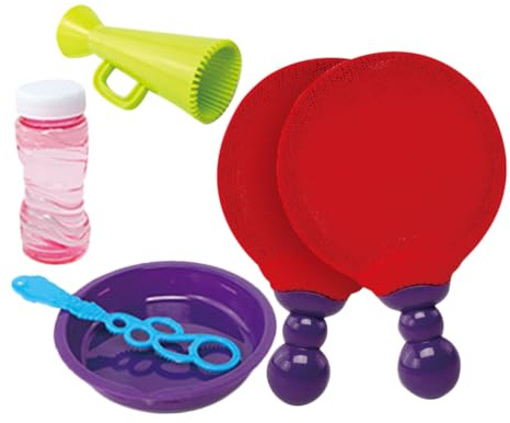 GARVALON Set de Raquettes à Bulles Créatives Double pour Garçon Fille et Parents Interactif pour Jeux Intérieurs et Extérieurs Souffleur de Bulles Amusant pour Fêtes Anniversaire