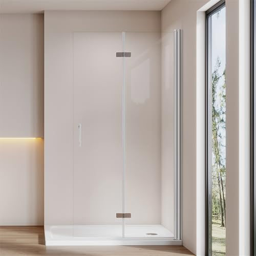 Cozynest Walk in Duschwand 100x195cm Falttür Duschtür Faltbar Duschkabine | Duschabtrennung 6mm ESG-Sicherheitsglas Nano Beschichtung Hebe-Senk-Mechanismus Platzsparende
