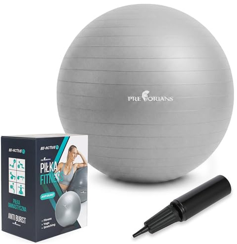 PRETORIANS Gymnastikball 65 cm, Sitzball mit Pumpe, Pilates Ball, Anti-Burst, Yogaball, rutschfest, Ball für Schwangerschaft, Geburtsball, Sitzball für Büro und Zuhause, Fitness, Yoga (Grau)