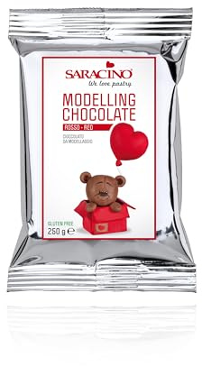 Zuckerpapier24 Modellierschokolade ROT von Saracino 250g – Perfekt zum Modellieren und Überziehen von Torten sowie Mischen mit Fondant [DEC012K025]