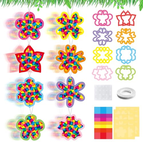 LIZANQU 16 Stück Ostern Basteln, DIY Oster Bastelset, Ostern Fensterbilder, Basteln Frühling, Kreative Osterdeko Set für Oster Frühlingsdeko Ostergeschenke (C)