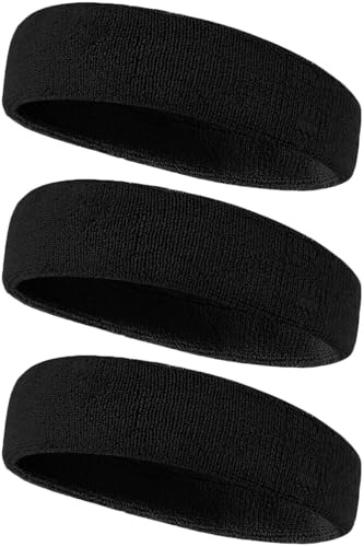 3Pcs Sweatband Headband for Men & Women, Hairband for Sports, Elastic Stretchy Headbands,Fitness, Jogging, Running, Cycling, Hiking, Crossfit and Yoga Unisex