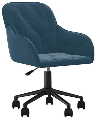 Qnhdfrt Bürostuhl Samt Blau Drehstuhl Höhenverstellbar mit Rollen Moderner Schreibtischstuhl für Home Office und Arbeitszimmer Polstersessel Design 56x61x86 cm