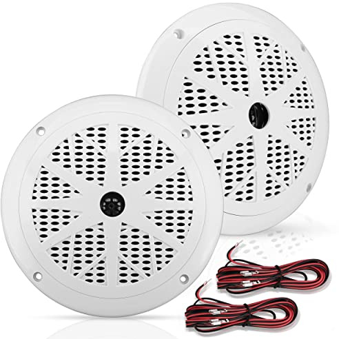 Pyle Altoparlanti Marini, 16,5 Cm 2 Vie Waterproof 120 Watt, Casse Audio, Stereo da Esterno per Casa, Barca, Veicoli Aperti, Speaker, Bianchi