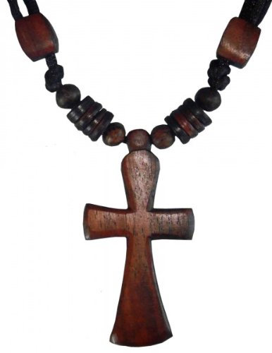 Halskette KREUZ, Holz-Schmuck Modeschmuck, Natur-Schmuck