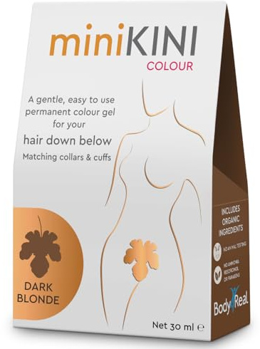 MiniKini Colour - Tintura permanente per capelli, da donna, per bikini, facile da usare, senza parabeni, formulazione in gel, biondo scuro, 30 ml