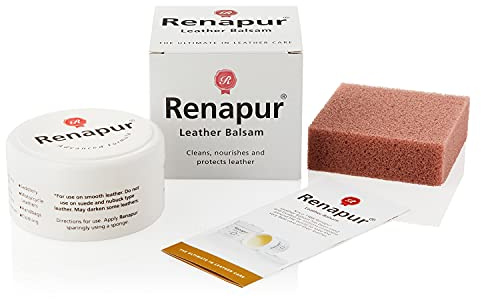 Renapur Leather Balsam, Natural Balm, Conditioner and Restorer (125 ml Box + Applicator Sponge) — Protector for Leather Sofas, Furniture, Shoes, Bags, Car Seats, Saddlery & Tack