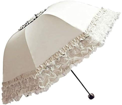 Honeystore Princess Lace Ultraviolet-Proof Folding Umbrella Anti-uv Dome Parasol Style1 Ivory