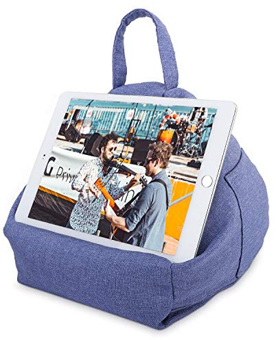 MoKo Tablet Kissenständer, Weicher Sitzsack Kissenhalter für iPad Pro 11 2020/2018, iPad Air 3. Gen, iPad mini 5. Gen, Air Mini 1 2 3 4 - Denim Blau