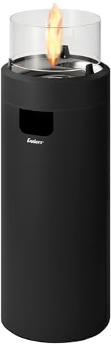 Enders Terrassenfeuer NOVA LED L BLACK, Gas Terrassenfeuer mit Ambientebeleuchtungen, ECO GREEN Brenner-Technologie und exzellentem Design, H102cm Ø 62cm, Schwarz #5601