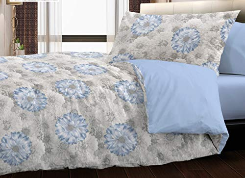 HomeLife Piumone Matrimoniale Invernale 250 x 250cm Made in Italy – Trapunta Matrimoniale Invernale Double Face, Calda e Anallergica – Piumino Matrimoniale in Fantasia a Fiori Azzurri