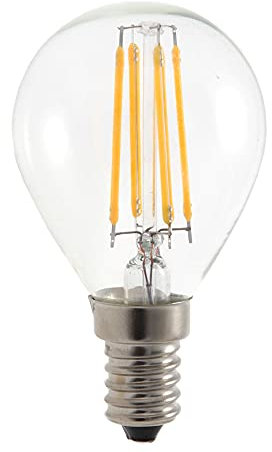 Velamp lampadina LED a filamento - Forma a sfera (P45) - Attacco a vite piccolo (E14) - Potenza 4W Equivalenti 40W - Luminosità 470ln - Temperatura colore 2700K (luce calda)