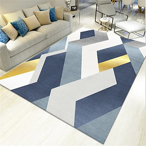 Outdorr Teppich blau orientteppiche bunter Teppich Geometrische Schlafzimmer Wohnzimmer Maschinenwaschbar 160x200cm Teppich klein Teppich Wohnzimmer carpeto Teppich