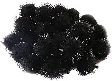 100 Stücke Mini Pompons zum Basteln, 30mm Klein Bommeln Kugeln Bälle Pommels Pompom Pom Pon Ponpons Pompoms Flauschigen Plüschbälle Bastel Zubehör für Nähen DIY Dekorieren Verzieren,Schwarz