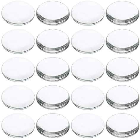 PATIKIL 20 Stück Glas Cabochons 50mm Klare Runde Glascabochons | Flache Rückseite Glaskuppel, Für DIY Schmuck Foto Anhänger Herstellung Halsketten, Glaskuppel