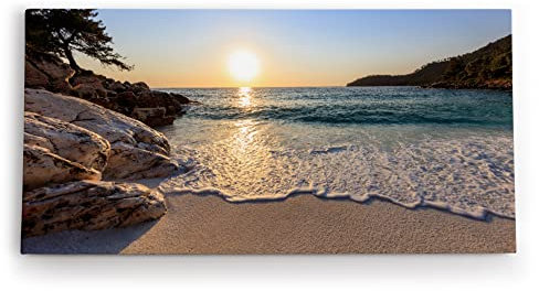 Paul Sinus Tableau mural 120 x 60 cm Baie Plage coucher de soleil mer horizon