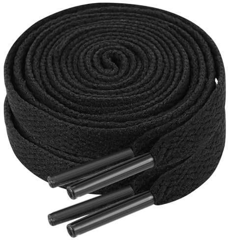 Ouligay Lot de 2 paires de lacets noirs - Largeur : 8 mm - Longueur : 120 cm - Lacets plats de rechange résistants à la déchirure - Pour baskets, chaussures de sport, chaussures de course, Noir , 120