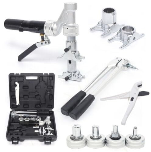Schiebehülsenwerkzeug, Hydraulisch Schiebehülsenwerkzeug mit Presszange Pressgabeln Spreizzange 4 Spreizköpfe Rohrschneider 16-32mm für Fußbodenheizung