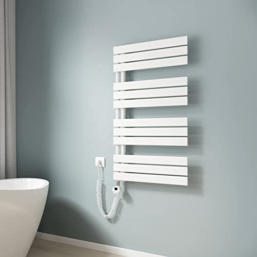 EMKE Toallero electrico baño,1041x600 mm 600 W,Blanco | WiFi Termostato de Elemento Calefactor, Radiador toallero con Barra Calefactora con Temporizador