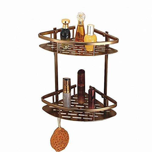 SaVgu Bathroom Organizers And Storage, Wall Antique Bronze Bathroom Triangle Shelves Dual Tier Corner Aluminum Shelf Shower Basket Etagere Mural Repisa