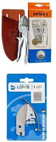Original LÖWE 1 Set bestehend aus 100 Jahre Jubiläumsedition - Profi Gartenschere Amboss Schere 1.102 & 5-teiliges Ersatzteilset 1.007 mit Ersatzklinge, Ersatzamboss, Ersatzfeder und Schrauben