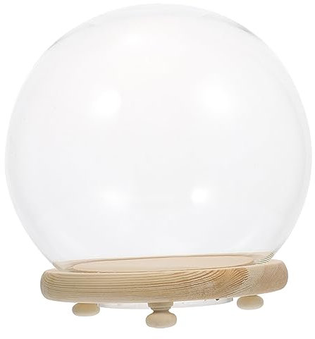Zerodeko Mikro-landschaftsverzierung Vitrine Mit Glaskuppel Pflanzenterrarienglas Glasglocke Zur Schau Stellen Ewige Blumenhülle Kerzenglockenkuppel Blumenvitrine Kuchendeckel Hölzern Wüste