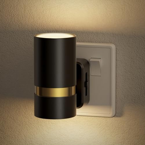 JandCase Night Light Plug in Wall, Dimmable Night Light with Dusk to Dawn Senosr, Brightness Ajustable 0-100LM, Up-Down Glowing, Warm White 3000K, 1W Plug in Light for Hallway Bedroom Stair Toddler