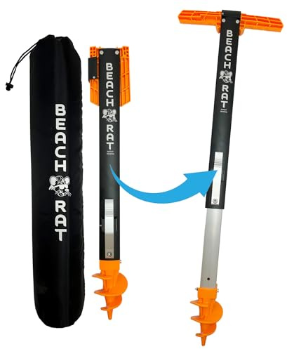 Beach Rat Fusion Anchor & Aufbewahrungskoffer – 1,2 m Jetski-Anker/Bootsanker für flaches Wasser und Sandbank – Hochfeste Teleskopstange aus Aluminium und Kunststoff-Bootszubehör – Sandbar-Anker-Set