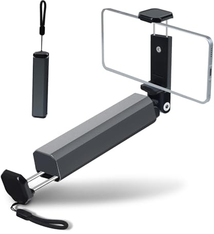 Foyucool Support de Téléphone Pliable pour Avion, Aluminium Porte-Téléphone pour Voyages, 360° Rotatif, Mini Format de Poche, Handsfree Phone Stand für Table à Plateaux, Voyage Accessoires, Gris