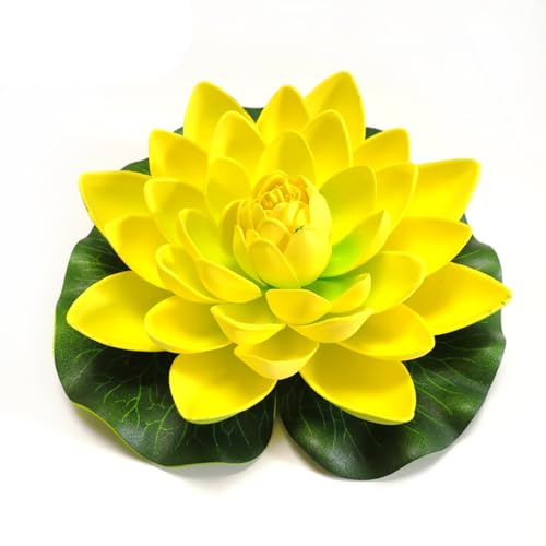 BBTISG Simulation Lotusblume, Umweltfreundliche Wasserlilie Schwimmende Lotusblüte Künstliche Lotusblüte Gefälschte Schwimmende Seerose für Aquarium, Teich (Gelb)