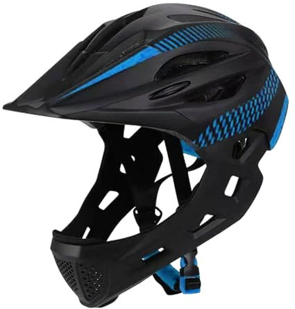 Rockible Full Face Bike Helmet for Kids - Stylish Lightweight Cycling Helmet for Riding, Bicycling, Roller Skating, Outdoor - Black Blue