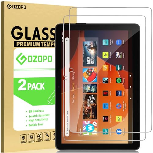GOZOPO Screen Protector for Fire 10 Kids / 10 Kids Pro Tablet, Tempered Glass Film, 2 Pack