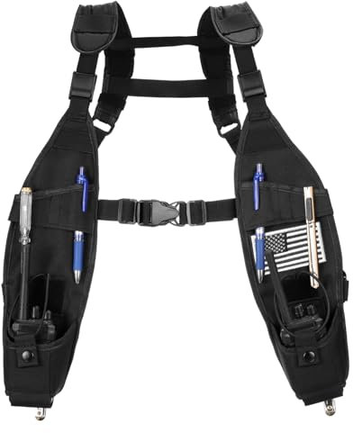 Universal Double Radio Shoulder Holster Chest Harness Vest Rig Radio Harness Shoulder Radio Holder Radio Holster for Police Firefighter Two Way Radio Walkie Talkie Rescue Essentials