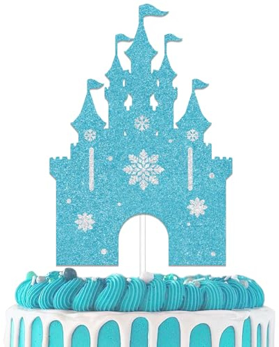 Winter Castle Cake Topper - Winter Wonderland Cake Decoration - Snowflake Princess Birthday Party Decoration