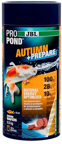 JBL PROPOND Autumn+Prepare 0,5kg (1 L) | Herbstfutter Wafer für Koi & andere Teichfische | Liefert Energie & Widerstandsfähigkteit| Sinkend | ab 10 °C