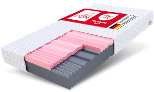 FDM Matratze 200x200 cm Härtegrad H3 H4 Höhe 24 cm Kaltschaummatratze HR-Schaum Visco-Schaum 7 Komfortzonen mit Hypoallergenem Waschbarem Jersey Bezug Oeko-Tex Select MAX Double