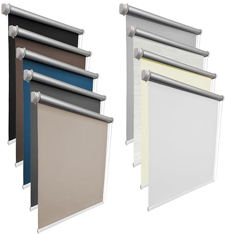 Thermorollo Verdunkelungsrollo Rollo nach Maß Breite 50 bis 240 cm Höhe 100 bis 240 cm 9 Farben zum Anschrauben und Klemmen für Türen und Fenster lichtundurchlässig verdunkelnd Thermo Blackout Silber