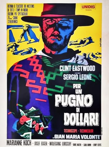 KUSTOM ART Póster decorativo de pared serie carteles película celebridades para un puño de dólares Clint Eastwood impresión artística sobre papel patinata 40 x 30 cm sin marco