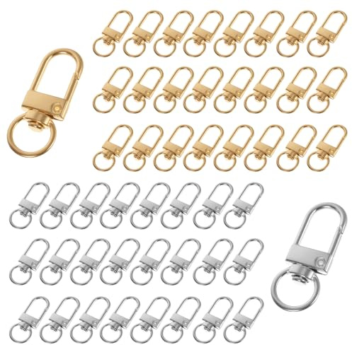 50 Stück Schlüsselringe Klein Schlüsselring Klein, Schlüsselanhänger Ringe, Karabinerverschluss mit Kleine Haken für DIY Schlüsselanhänger Selber Machen Taschen Anhänger Keychain