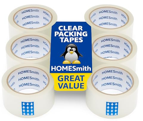 HomeSmith 24 Rolls Clear Parcel Tape – Strong Adhesive Packing Tape 48mm x 66m, Ideal for Moving Boxes, Home & Office Storage | Strong Adhesive, Packing Tape, Ideal for Moving Boxes, Home & Office Storage