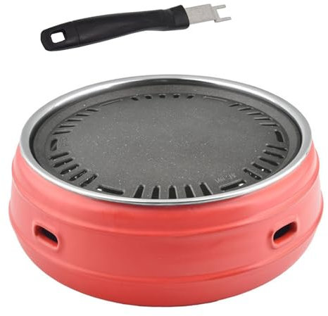 PZOFERLIN Réchaud à Charbon de Bois en Argile Rouge Réchaud à Charbon de Bois en Argile, Portable, for Camping, Barbecue, Cuisine en Plein air, 33 cm(Red)
