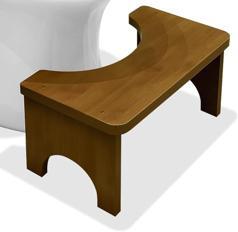 Toilettenhocker aus Bambus, 37×20×17 cm Rutschfester & Ergonomischer WC Hocker zur Verdauungsförderung, Platzsparender Toilettenhocker für Toilette & Badezimmer