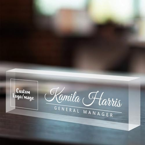 Placa de nombre personalizada con grabado y foto para escritorio