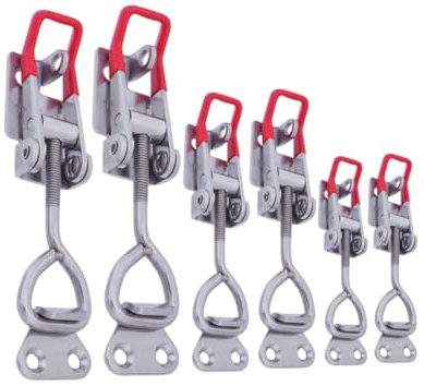 NUOBESTY 6 Pcs Adjustable Toggle Latch Clamp Heavy Duty Vertical Toggle Clamps for Cabinet Door Box Case Trunk with Steel Clip and Plastic Handle Easy Install for Home Office Workshop