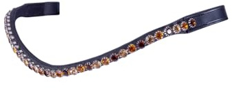 Stirnband Baden, gebogener Leder-Stirnriemen mit Strasssteinen, schmal und elegant für Trense oder Kandare