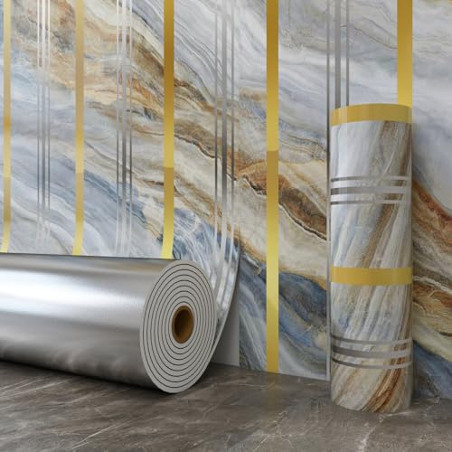 Pannelli da Parete Autoadesiva, 40 x 300 cm Pannello da Parete 3D Pannelli Adesive Effetto Marmo, in Schiuma di PVC,Adesivi da Parete Effetto Marmo per Cucina, Soggiorno, Camera da Letto, Pareti TV