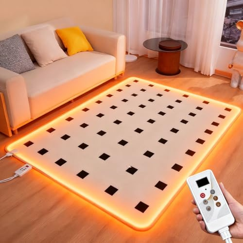 Calefactor radiante infrarrojo para suelo, alfombra calefactada, moqueta eléctrica con temporizador y calentamiento rápido, ideal para el hogar, la oficina, el estudio o la sala de juegos.(150x200CM)