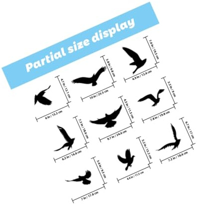 FUTUREORYY Adhesivos Anticolisión Estáticos para Ventanas Diseño de Colibrí Negro 9 Láminas Removibles para Puertas y Baños Protección contra Choques de Aves y Decoración para Vidrio de